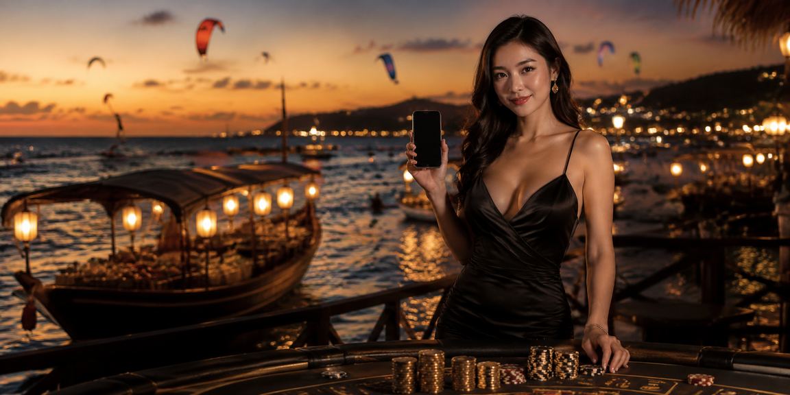 Không khí lễ hội casino mobile tại Mũi Né với ánh đèn rực rỡ buổi tối